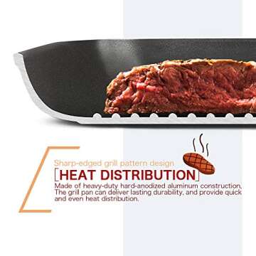 SHINEURI 10.5 Inch Nonstick Grill Pan - Dishwasher Safe