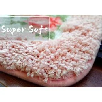 Sytian Cute Pink Rose Rug for Bedroom Living Room