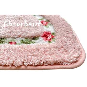 Sytian Cute Pink Rose Rug for Bedroom Living Room
