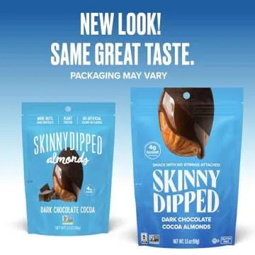 SkinnyDipped Dark Chocolate Cocoa Almonds 3.5 Oz Healthy Snack