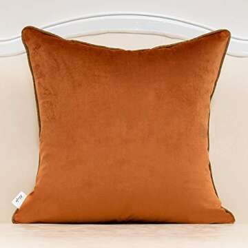 Alerfa Gold Leather Striped Orange Throw Pillow Cover 18x18 Inch, Geometric Luxury Decorative Embroi...