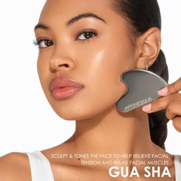 JAPONESQUE SKINTherapy Contouring Facial Tool V Roller for Lymphatic Drainage, Facial Massage, Relie...