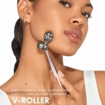 JAPONESQUE SKINTherapy Contouring Facial Tool V Roller for Lymphatic Drainage, Facial Massage, Relieves Tension and Improves Absorption of Skin Care Products
