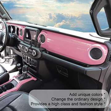 Bonbo Interior Accessories Center Console Panel Dashboard Trim & Gear Shift Panel Cover for Jeep Wrangler JL JLU Sports Sahara Freedom Rubicon Unlimited Gladiator JT 2018-2022 4PCS (Pink)
