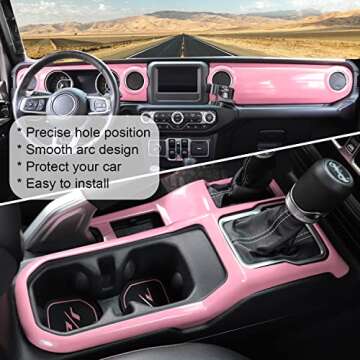 Bonbo Interior Accessories Center Console Panel Dashboard Trim & Gear Shift Panel Cover for Jeep Wrangler JL JLU Sports Sahara Freedom Rubicon Unlimited Gladiator JT 2018-2022 4PCS (Pink)