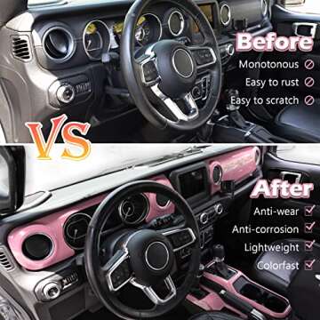 Bonbo Interior Accessories Center Console Panel Dashboard Trim & Gear Shift Panel Cover for Jeep Wrangler JL JLU Sports Sahara Freedom Rubicon Unlimited Gladiator JT 2018-2022 4PCS (Pink)