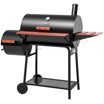 Royal Gourmet CC1830W 30-Inch Charcoal Grill with Offset Smoker and Wood-Painted Side Table, Perfect...