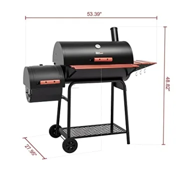 Royal Gourmet 30-Inch Charcoal Grill and Smoker with Side Table