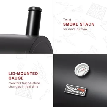 Royal Gourmet 30-Inch Charcoal Grill and Smoker with Side Table