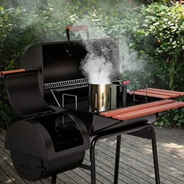 Royal Gourmet 30-Inch Charcoal Grill and Smoker with Side Table