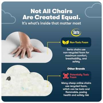 Serta Bryce Executive Office Chair, Ergonomic Computer DeskChair with Patented AIR Lumbar Technology, Comfortable Layered Body Pillows for Cushioning, SertaQuality Foam, Bonded Leather, Gray