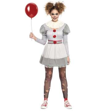 Leg Avenue 2 Piece Creepy Clown Costume Set for Horror Lovers
