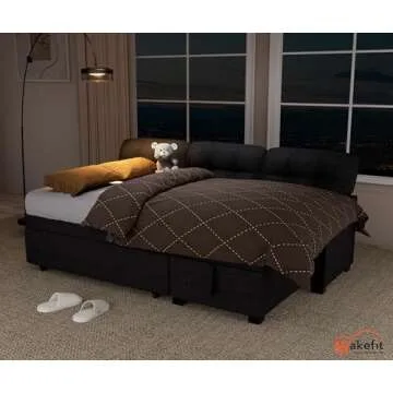 Wakefit Sleeper Sofa Bed with Storage Chaise | Deep Grey