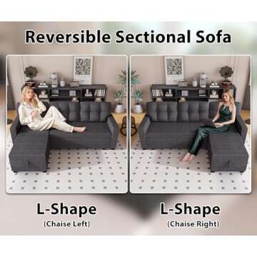 Wakefit Sleeper Sofa Bed with Storage Chaise | Deep Grey