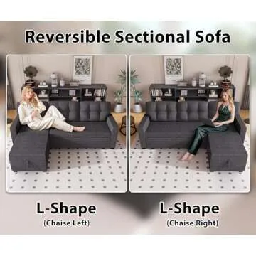 Wakefit Sleeper Sofa Bed with Storage Chaise | Deep Grey