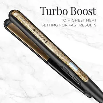 Remington S6501 1” Ultimate Ceramic Flat Iron with Protection Against Frizz, Smooth Glide Hair Straightener, High Heat and Temperature Lock