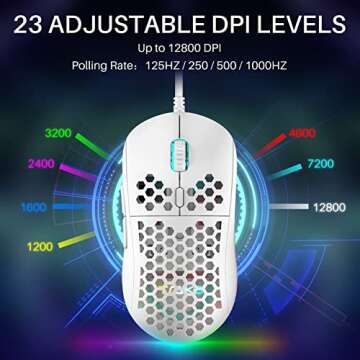 DIERYA M1SE Wired Gaming Mouse - 12800DPI Optical Sensor & RGB Lighting, Programmable Macros