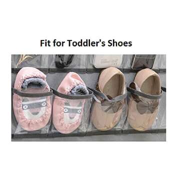 ANZORG Hanging Baby Shoes Organizer Baby Headband Holder Closet Organizer for Baby Bow Socks Underwear with 30 Clear Pockets (GREY)