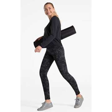 Dragon Fit High Waist Yoga Leggings with 3 Pockets,Tummy Control Workout Running 4 Way Stretch Yoga Pants (Large, Black&Grey Camo)