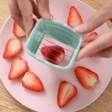 Stainless Steel Strawberry Slicer, Fruit Cup Slicer, Egg and Fruit Slicer, Egg Slicer Cup Fruit Slicer, Cup Slicer Handheld Strawberry Cutter Mini Fruit Slicer Cup, Kitchen Portable Slicing Tool
