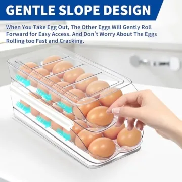 MesRosa Automatic Stackable Egg Holder for Fridge - BPA Free