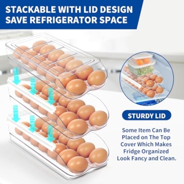 MesRosa Automatic Stackable Egg Holder for Fridge - BPA Free