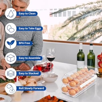 MesRosa Automatic Stackable Egg Holder for Fridge - BPA Free