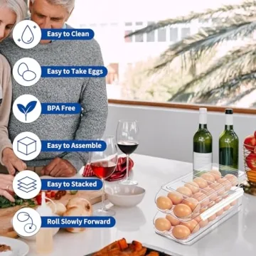 MesRosa Automatic Stackable Egg Holder for Fridge - BPA Free