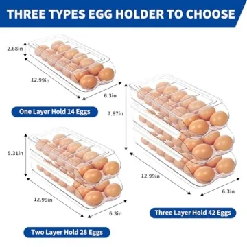 MesRosa Automatic Stackable Egg Holder for Fridge - BPA Free