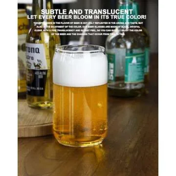 LUXU Beer Glass, 20 oz Can Shaped Beer Glasses Set of 4 -Craft Drinking Glasses,Large Beer Glasses for Any Drink and Any Occasion (Set of 4)