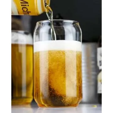 LUXU Beer Glass, 20 oz Can Shaped Beer Glasses Set of 4 -Craft Drinking Glasses,Large Beer Glasses for Any Drink and Any Occasion (Set of 4)