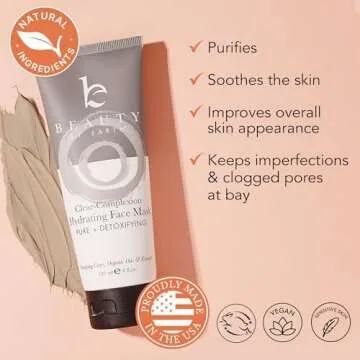 Beauty by Earth Clay Mask for Face - USA Made with Organic & Natural Ingredients, Non-Drying Pore Cleansing Mud Mask, Skin Care Facial Mud for Women & Men, Minimizes Pores and Excess Oil