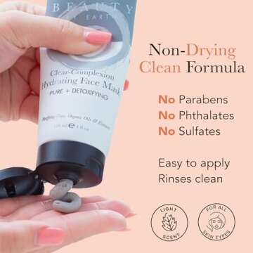 Beauty by Earth Clay Mask for Face - USA Made with Organic & Natural Ingredients, Non-Drying Pore Cleansing Mud Mask, Skin Care Facial Mud for Women & Men, Minimizes Pores and Excess Oil