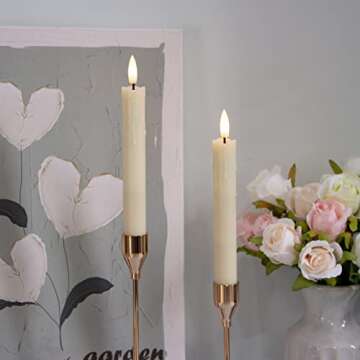 Mavandes Flameless Flickering Taper Candles Two Remote, 7.5 Inch Ivory Battery Operated LED Window C...