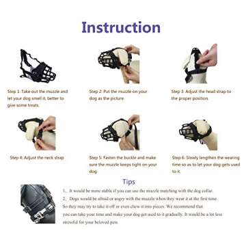 JeonbiuPet Dog Muzzle, Silicone Adjustable Basket Muzzle for Dog Anti-Chewing and Anti-Barking Allows Drinking and Panting (Size 4)