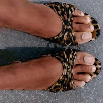 YIYA Women's Leopard Print Mules Heels with Bow Open Round Toe Stiletto High Heels Party Dress Slip On Backless Sandals