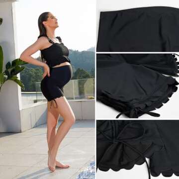 Bhome Maternity Swim Bottoms Stylish High Waisted Swimsuit