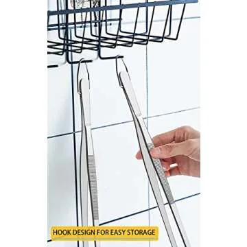 JETKONG 2 Pcs 12-Inch Kitchen Tweezers Fine Tweezer Tongs, Extra-Long Stainless Steel Cooking Tweezers (Silver)