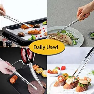 JETKONG 2 Pcs 12-Inch Kitchen Tweezers Fine Tweezer Tongs, Extra-Long Stainless Steel Cooking Tweezers (Silver)