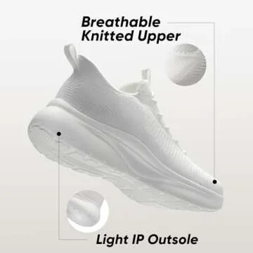 ALLSWIFIT Women's Slip on Walking Shoes Tennis Lightweight Gym Sneakers ActiveFlow Workout Breathable Hands-Free Cross Trainer Comfortable Fashion Sneakers,Size 8.5,White,SARR029W