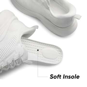 ALLSWIFIT Women's Slip on Walking Shoes Tennis Lightweight Gym Sneakers ActiveFlow Workout Breathable Hands-Free Cross Trainer Comfortable Fashion Sneakers,Size 8.5,White,SARR029W