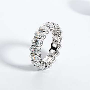 AINUOSHI Oval Cut Silver Engagement Ring for Women