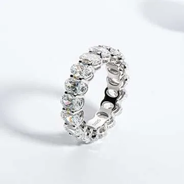 AINUOSHI Oval Cut Silver Engagement Ring for Women