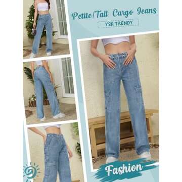 Tapata Women's Cargo Jeans in Multiple Inseam Lengths