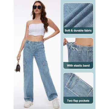 Tapata Women's Cargo Jeans in Multiple Inseam Lengths