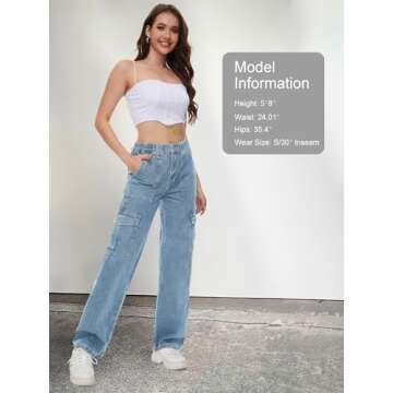 Tapata Women's Cargo Jeans in Multiple Inseam Lengths