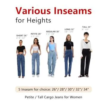 Tapata Women's Cargo Jeans in Multiple Inseam Lengths