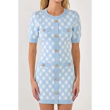 endless rose Women's Short Sleeve Gingham Dress
