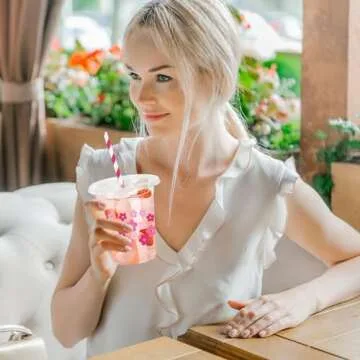 JarThenaAMCS Retro Boho Flower Cups Set for Parties