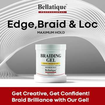 BELLATIQUE Professional Braiding Gel Maximum Hold (17.63 Oz) for Natural, Relaxed, Dry, Dull, & Brit...